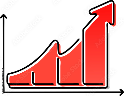 grafico de crecimiento, icon doodle offset fill