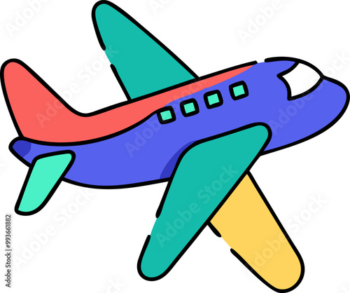 highly reliable airplane, icon doodle offset fill