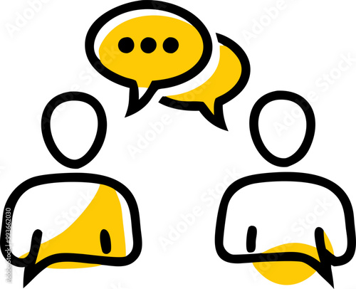 icon two people talking or a dialogue bubble, icon doodle fill