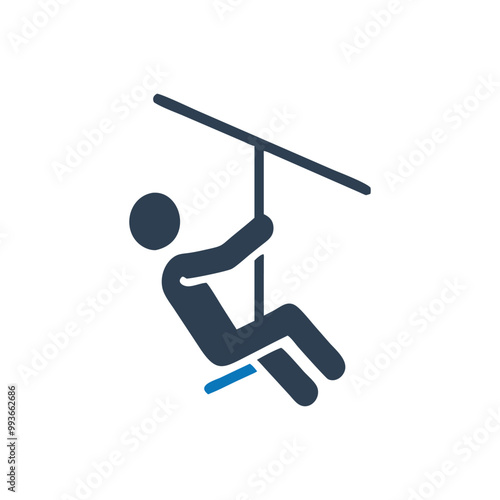 Zip line icon, Person Riding Zip line Icon