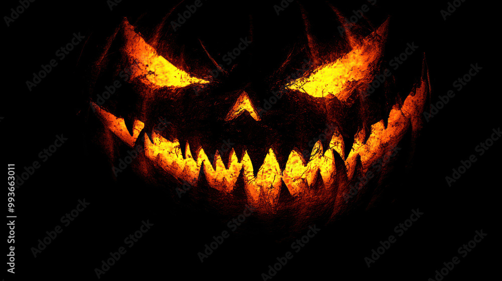 Fototapeta premium Horror-themed pumpkin with sharp teeth