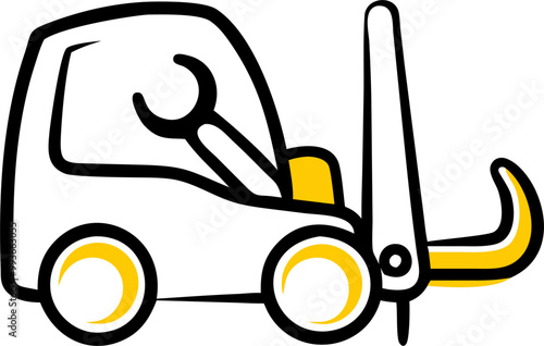 specialization in forklift service and repair, icon doodle fill