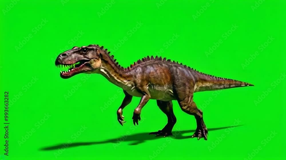 T-Rex, dinosaur walking green screen, greenmat video