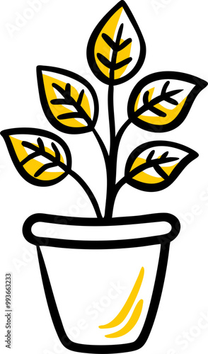 ocimum sanctum pot, icon doodle fill