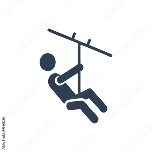 Zip line icon, Person Riding Zipline Icon