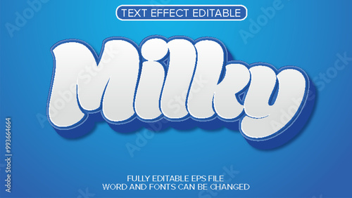 3d text effect milky vector editable