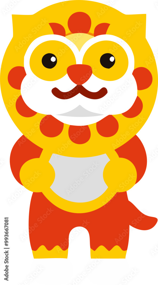 Fototapeta premium lion mascot, kawaii, icon colored shapes