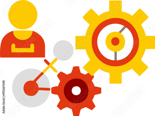 strategic development of business process, icon colored shapes