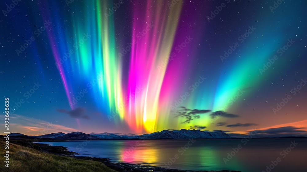 The Aurora Borealis (Northern Lights) and Aurora Australis (Southern Lights) dance across the night sky. Their vibrant colors, like green, blue, pink, and purple, create swirling patterns of light. The Aurora Borealis (Northern Lights) and Aurora Australis (Southern Lights) dance across the night sky. Their vibrant colors, like green, blue, pink, and purple, create swirling patterns of light.