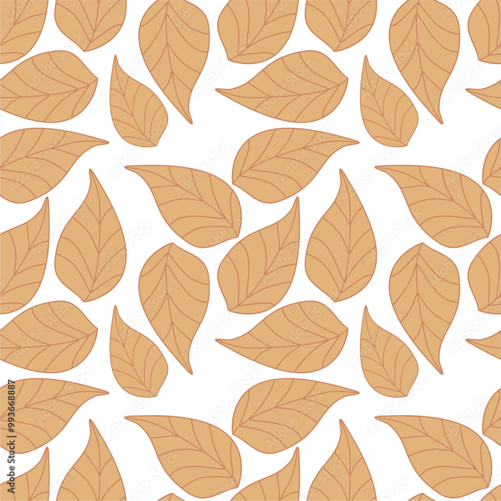 Obraz premium Seamless print pattern wallpaper background with leaves vector illustration botanic nature texture for paper, textile etc