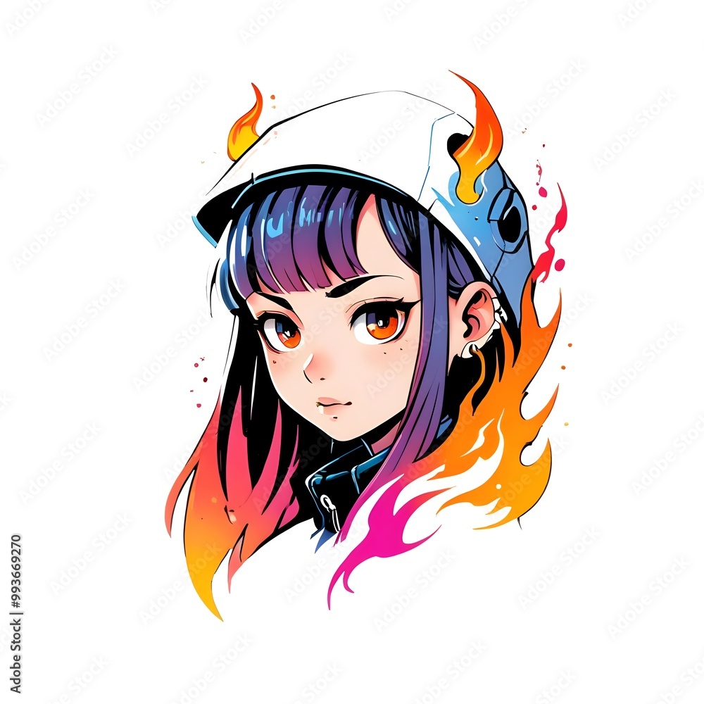 Anime Girl with Fire Anime Girl with Fire