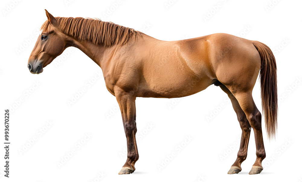 Obraz premium Elegant Brown Horse - Full Body Portrait of a Standing Horse on White Background design
