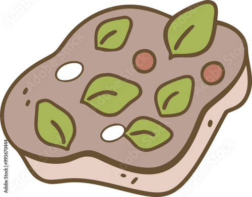 focaccia, icon colored outline