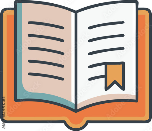 book icon, icon colored outline
