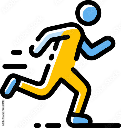 a man running, icon broken line