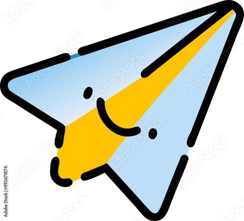 paper airplane telegram messenger cute, icon broken line