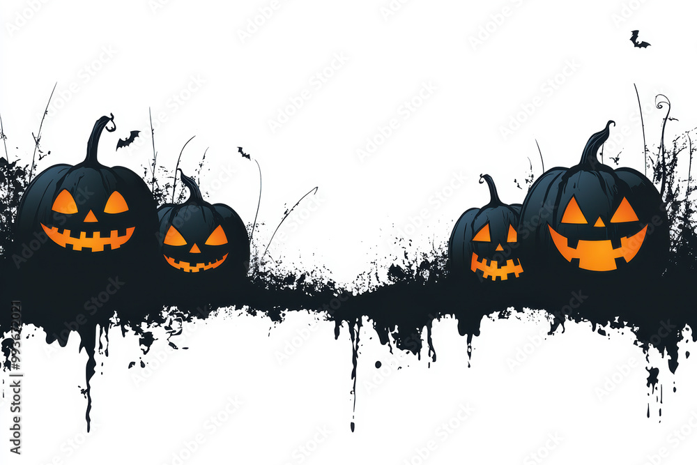 Silhouette of Halloween Jack-o'-Lanterns Silhouette of Halloween Jack-o'-Lanterns