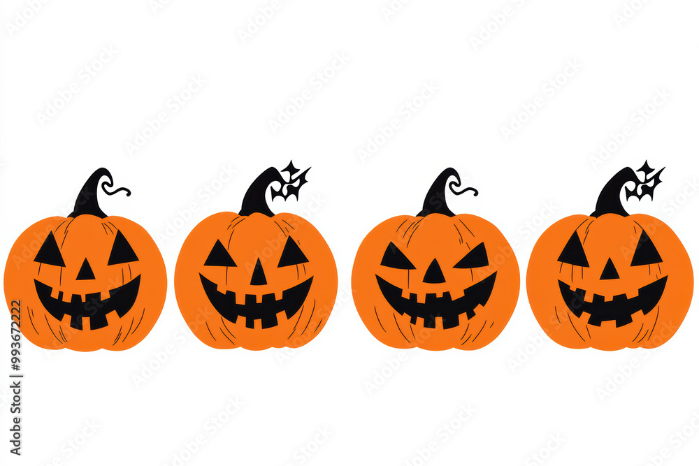 Spooky Jack-o'-Lanterns on White Background Spooky Jack-o'-Lanterns on White Background