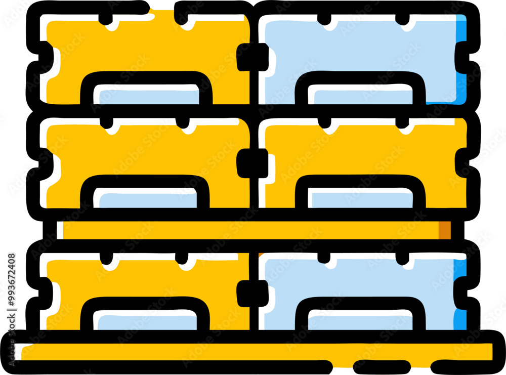 palets apilados en 4 niveles, icon broken line