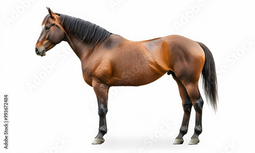 Elegant Brown Horse - Full Body Portrait of a Standing Horse on White Background design