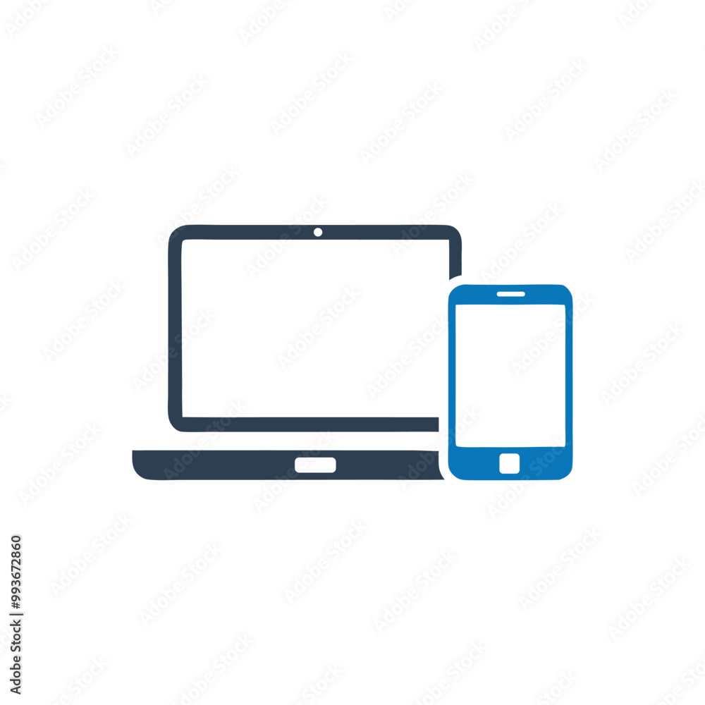 Laptop And Smart Phone Icon, Laptop computer with cell phone icon Laptop And Smart Phone Icon, Laptop computer with cell phone icon