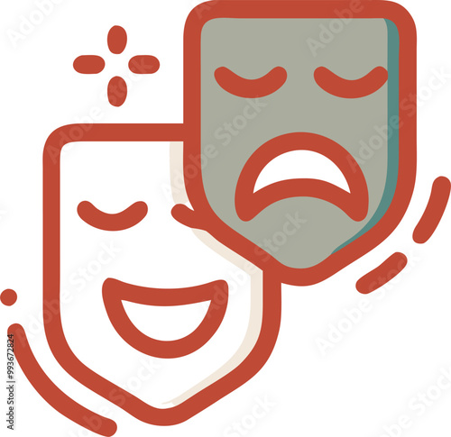 theatrical mask, icon broken line