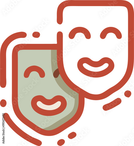 theatrical mask, icon broken line