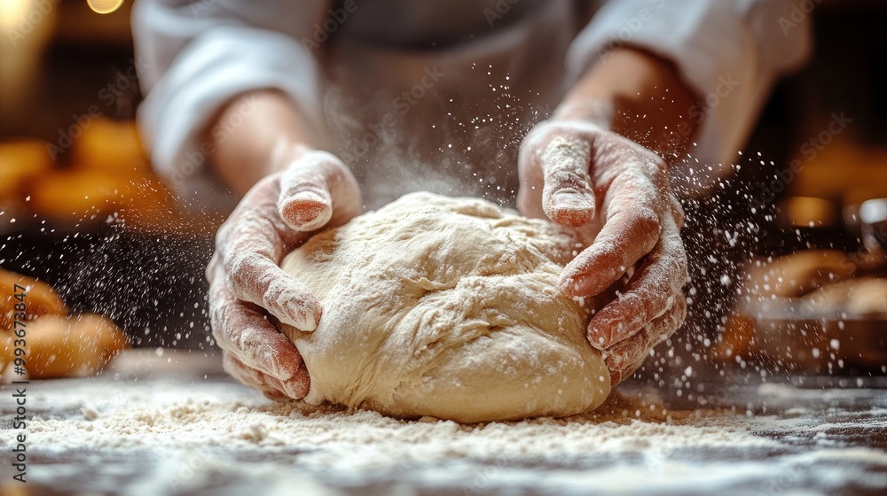 Fototapeta premium Baker Kneading Dough