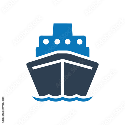 Ship Front View Icon, Ship icon, Cargo ship icon