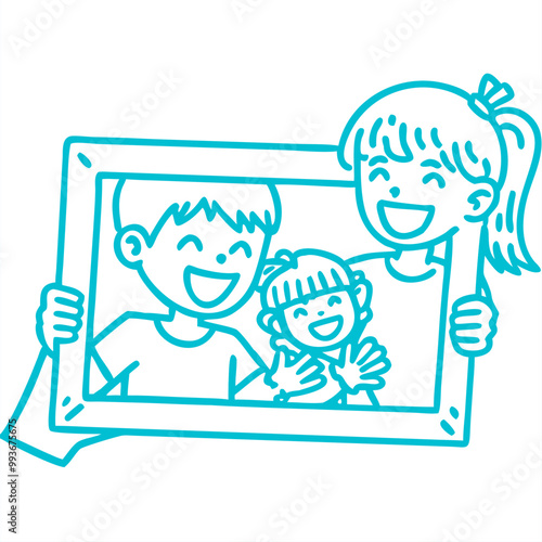 children making a photo frame out of eva foam, icon