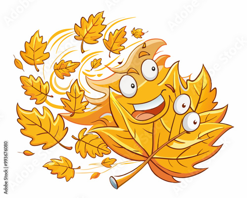 levitation of maple and oak autumn leaves on a white isolated background
