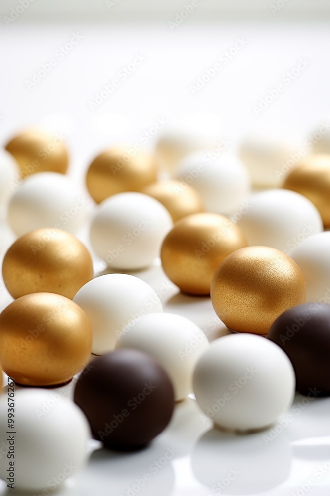 White and gold colored luxury elegantly sweets at Christmas with cozy blur background White and gold colored luxury elegantly sweets at Christmas with cozy blur background
