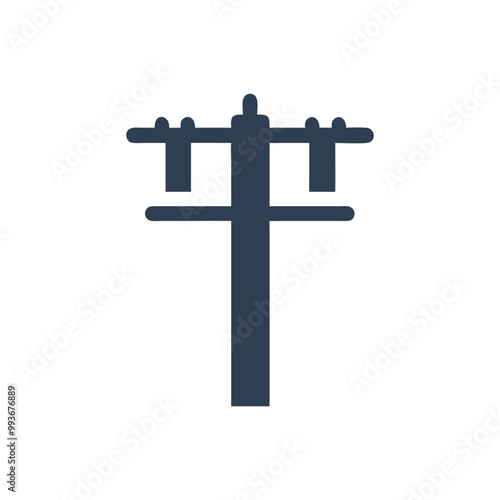 Telephone Poles Icon, Overhead Power Line Icon