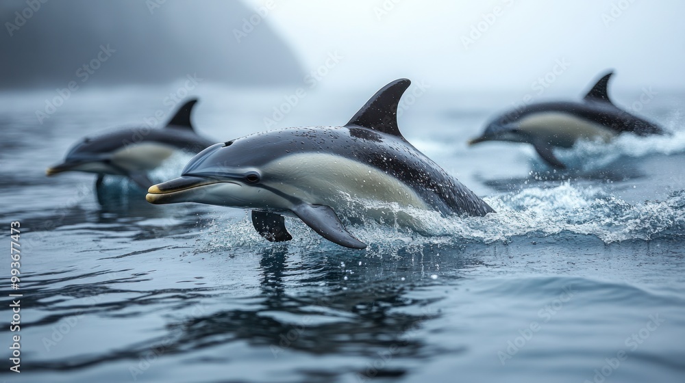 Obraz premium Dolphins Leaping in the Ocean