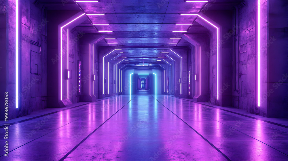 Futuristic Neon Corridor 3D Illustration Futuristic Neon Corridor 3D Illustration
