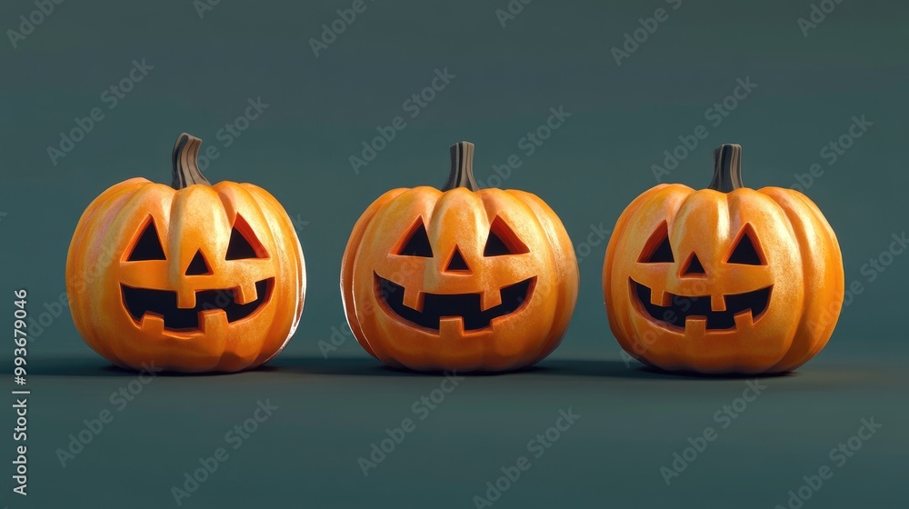 Halloween icon pumpkins, 3D rendering Halloween icon pumpkins, 3D rendering