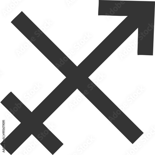 stylish symbol of the sagittarius sign in black with a white background, icon