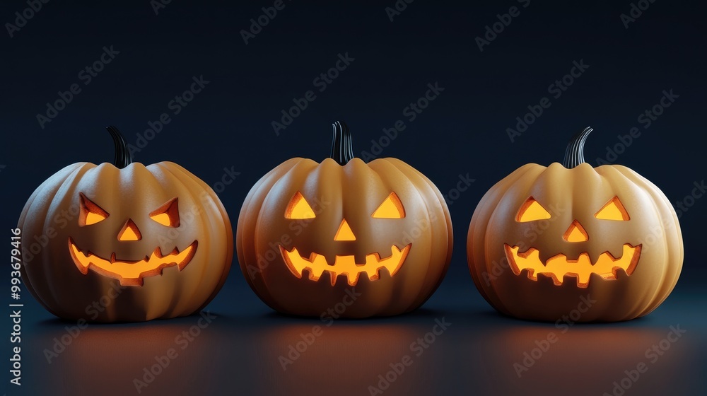 Halloween icon pumpkins, 3D rendering Halloween icon pumpkins, 3D rendering