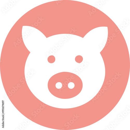 logo for image generation program called pig, pig face with simple ellipses, icon
