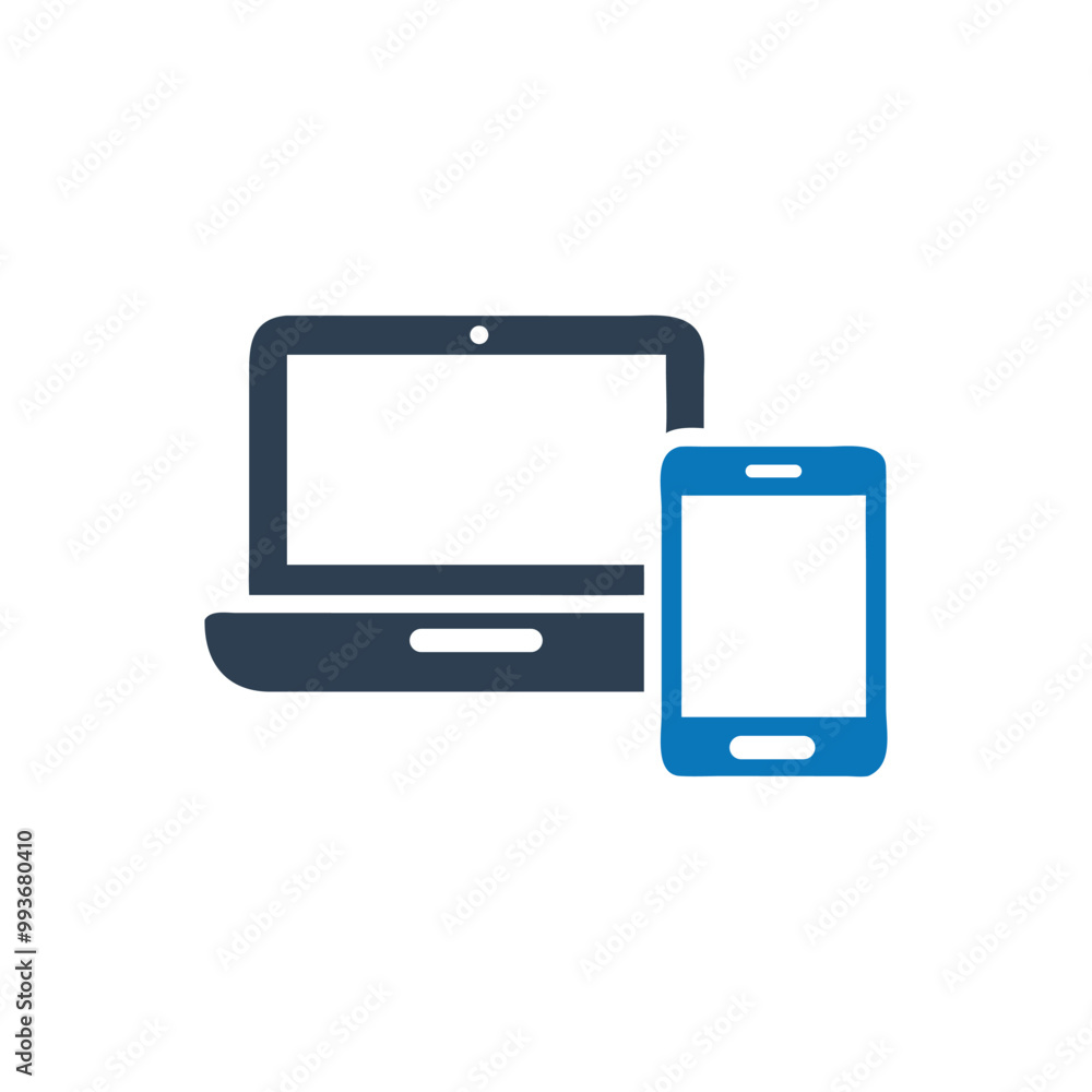 Laptop And Smart Phone Icon, Laptop computer with cell phone icon Laptop And Smart Phone Icon, Laptop computer with cell phone icon