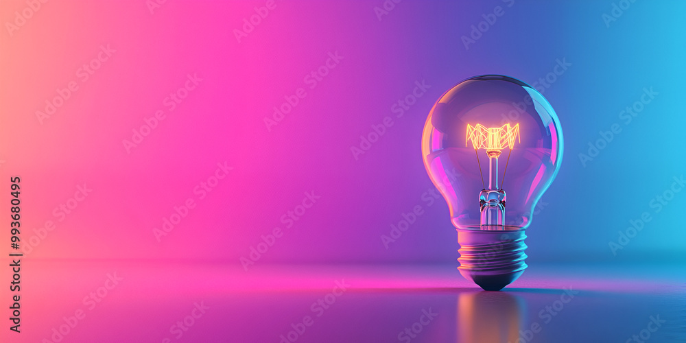 Light Bulb Against Purple and Pink Gradient Background Light Bulb Against Purple and Pink Gradient Background