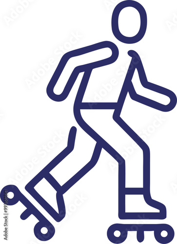a person riding a inline skate, icon