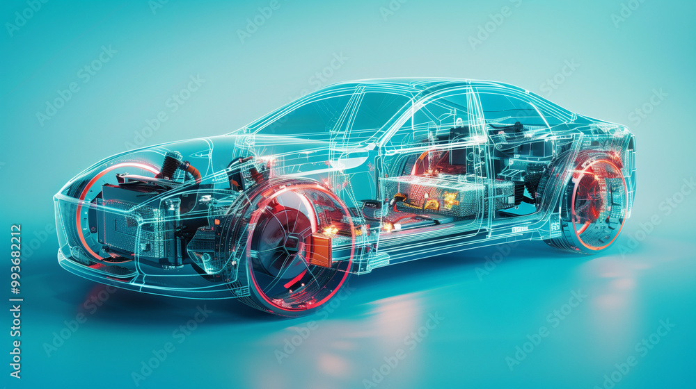 Futuristic Transparent Electric Car Highlighting Advanced Technology Futuristic Transparent Electric Car Highlighting Advanced Technology