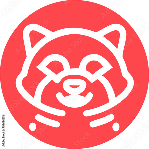 discord profile logo neon red lines in the background red panda sitting facing the camera