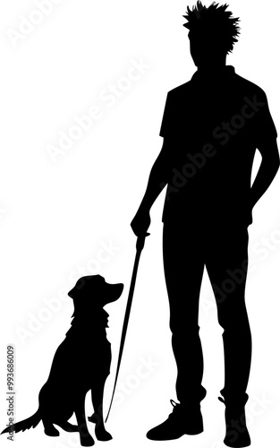 a very detailed and realistic silhouette of a blind man with his arms crossed, spiky hair, standing