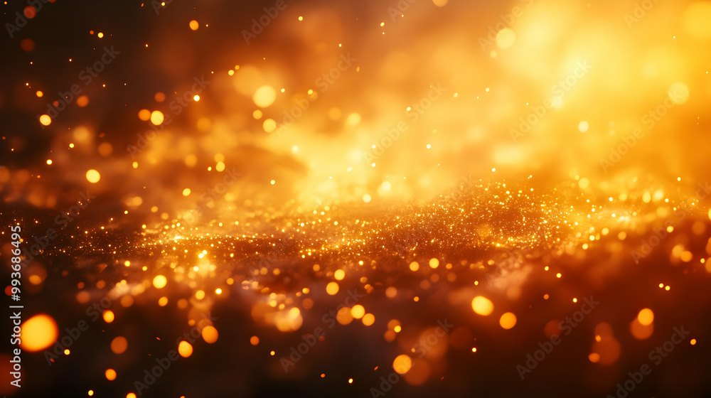 Abstract Background with Warm Golden Bokeh Lights and Sparkle Abstract Background with Warm Golden Bokeh Lights and Sparkle
