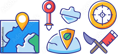 company icon for an archaeologist who uses gis, icon
