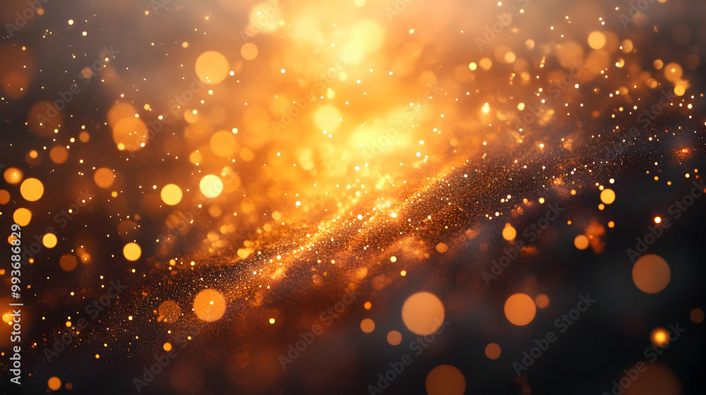 Naklejka premium Golden Abstract Background with Bokeh Lights