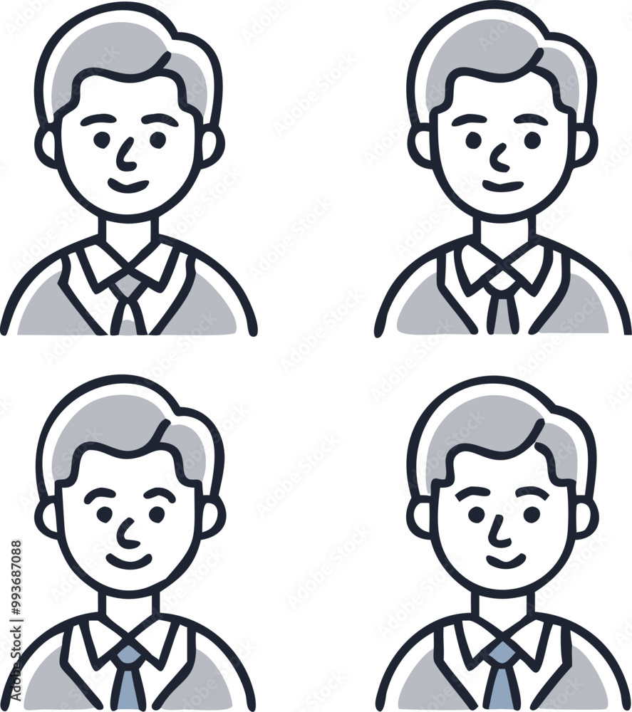 material of a simple face icons set of a young man in a casual suit, icon material of a simple face icons set of a young man in a casual suit, icon