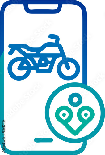 app logo for and application that allows motocycle riders to find friends to ride with, icon